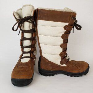 Timberland Boots Women 6.5 Brown Beige Mt Hayes Tall Waterproof Faux Fur